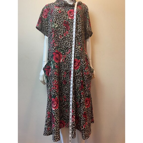 Robbie Bee Womens A line Dress Mock Neck Retro Design Brown Red Sz 2X - Picture 5 of 9